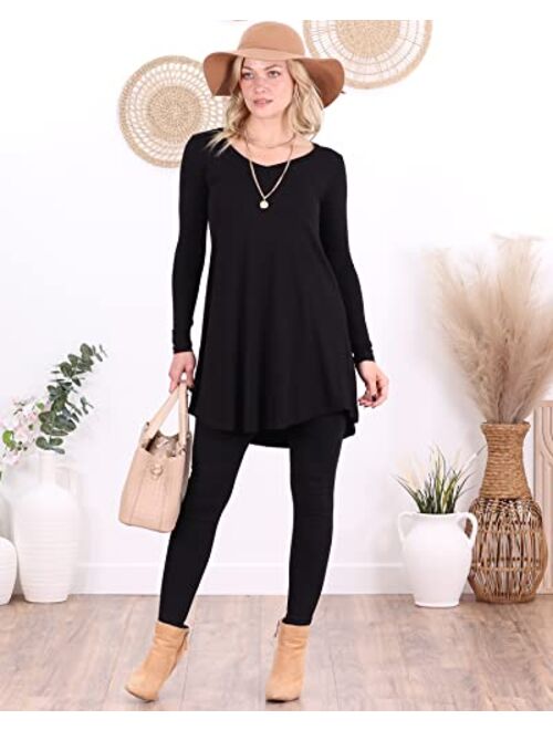 Popana Womens Long Sleeve Tunic Tops to Wear With Leggings Loose Fit Plus Size Dressy Casual