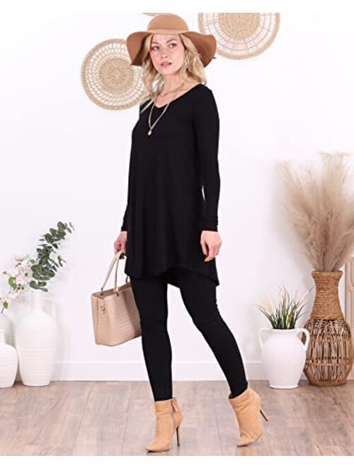 Popana Womens Long Sleeve Tunic Tops to Wear With Leggings Loose Fit Plus Size Dressy Casual