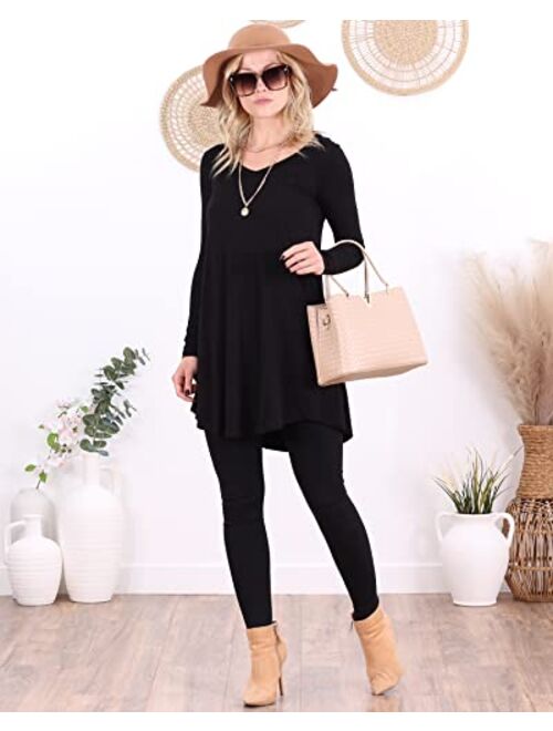 Popana Womens Long Sleeve Tunic Tops to Wear With Leggings Loose Fit Plus Size Dressy Casual