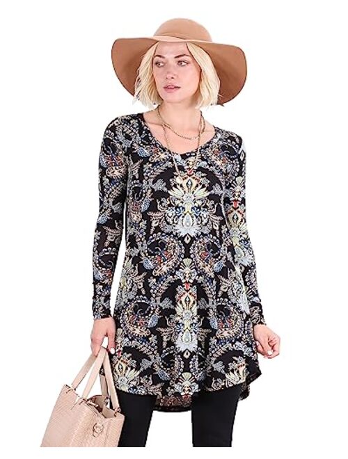 Popana Womens Long Sleeve Tunic Tops to Wear With Leggings Loose Fit Plus Size Dressy Casual