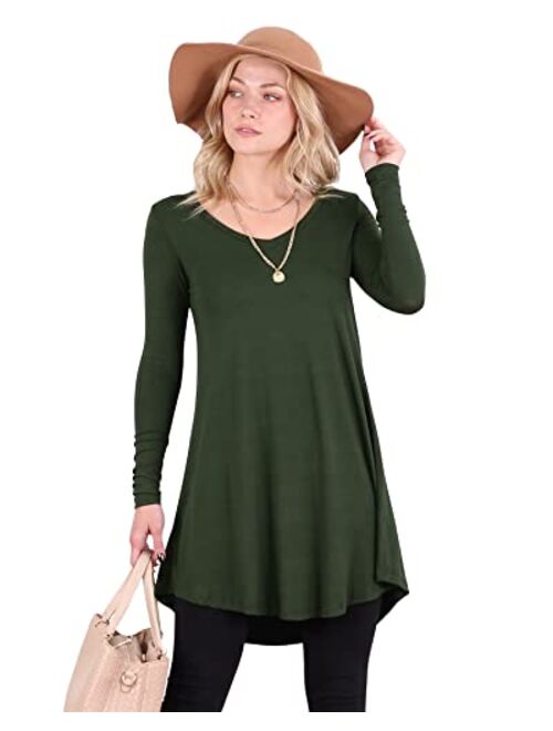 Popana Womens Long Sleeve Tunic Tops to Wear With Leggings Loose Fit Plus Size Dressy Casual