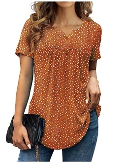 a.Jesdani Womens Plus Size Tunic Tops Long Sleeve Casual Floral Henley Shirts