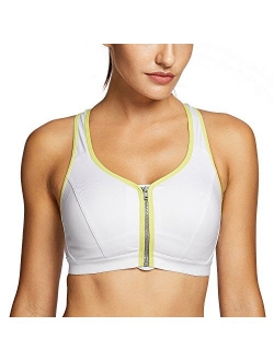 YROKAN Women's High Impact Front Zip Non Padded Wireless Supportive Sports Bra