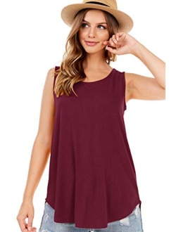 SHOP DORDOR Women's Soft Jersey Knit Scoop Neck Sleeveless Loose Tank Top