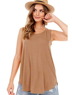 SHOP DORDOR Women's Soft Jersey Knit Scoop Neck Sleeveless Loose Tank Top