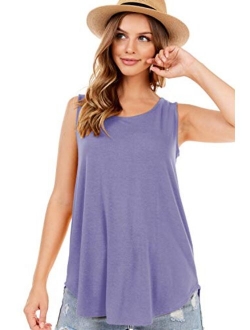 SHOP DORDOR Women's Soft Jersey Knit Scoop Neck Sleeveless Loose Tank Top