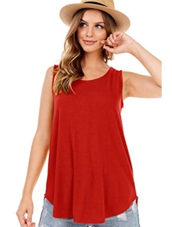 SHOP DORDOR Women's Soft Jersey Knit Scoop Neck Sleeveless Loose Tank Top