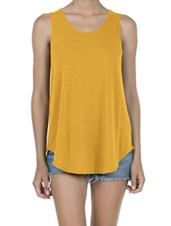 SHOP DORDOR Women's Soft Jersey Knit Scoop Neck Sleeveless Loose Tank Top