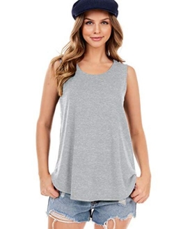 SHOP DORDOR Women's Soft Jersey Knit Scoop Neck Sleeveless Loose Tank Top