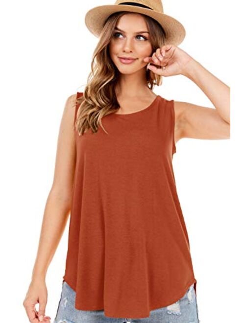 SHOP DORDOR Women's Soft Jersey Knit Scoop Neck Sleeveless Loose Tank Top