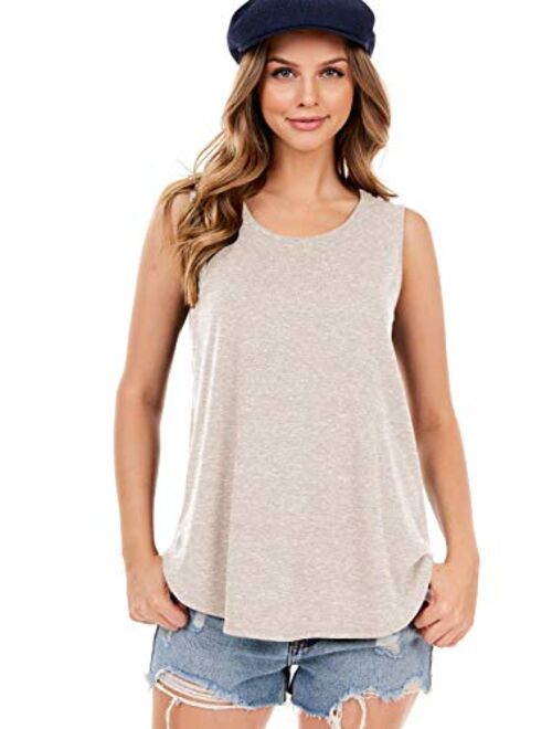 SHOP DORDOR Women's Soft Jersey Knit Scoop Neck Sleeveless Loose Tank Top