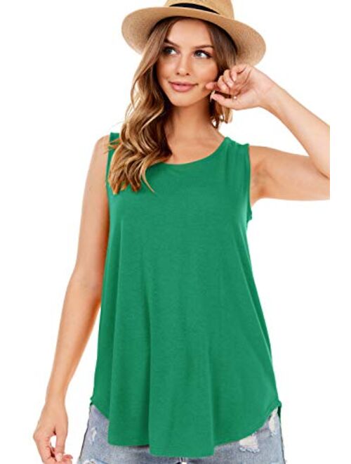 SHOP DORDOR Women's Soft Jersey Knit Scoop Neck Sleeveless Loose Tank Top