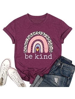 Womens Be Kind T Shirt Summer Letter Print Short Sleeve Loose Tops Inspirational Graphic Tees