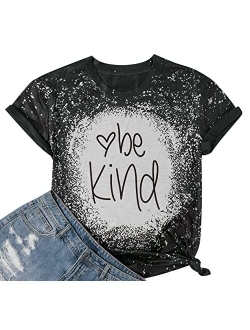 Womens Be Kind T Shirt Summer Letter Print Short Sleeve Loose Tops Inspirational Graphic Tees