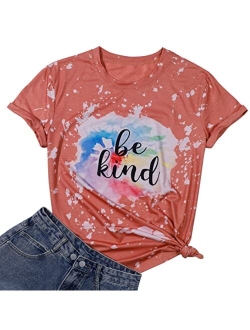 Womens Be Kind T Shirt Summer Letter Print Short Sleeve Loose Tops Inspirational Graphic Tees