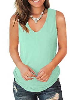 Jescakoo V Neck Tank Tops for Women Casual Sleeveless Shirts Loose Fit