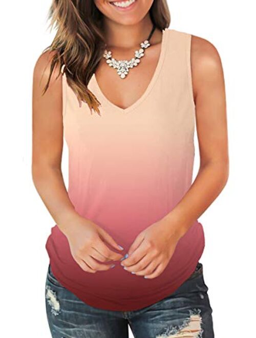 Jescakoo V Neck Tank Tops for Women Casual Sleeveless Shirts Loose Fit