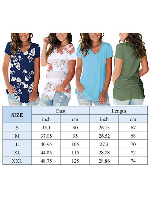 PARPERNA Women's T Shirts Short Sleeve V Neck Loose Casual Basic Tee Tops Summer T-Shirt