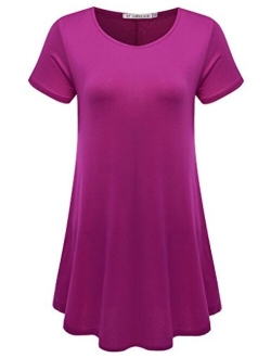 JollieLovin Women's Short Sleeve Loose Fit Flare Hem T Shirt Tunic Top