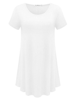 JollieLovin Women's Short Sleeve Loose Fit Flare Hem T Shirt Tunic Top