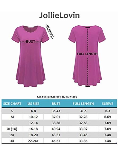 JollieLovin Women's Short Sleeve Loose Fit Flare Hem T Shirt Tunic Top