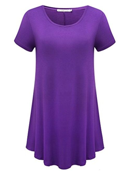 JollieLovin Women's Short Sleeve Loose Fit Flare Hem T Shirt Tunic Top