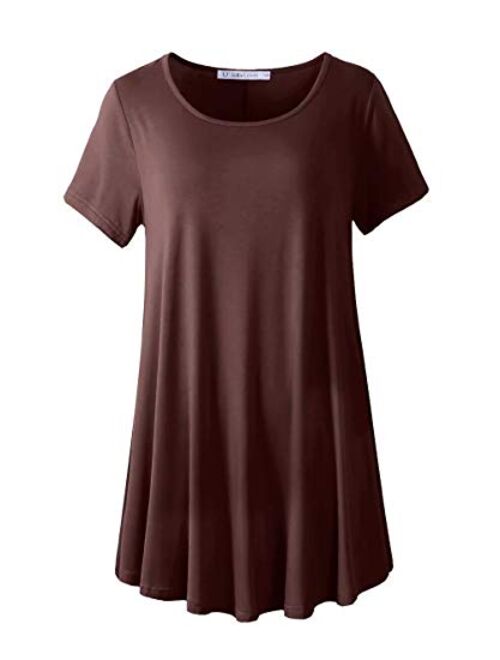 JollieLovin Women's Short Sleeve Loose Fit Flare Hem T Shirt Tunic Top