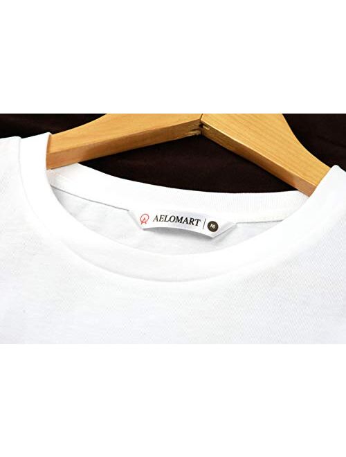 AELOMART Men's Cotton Solid Short Sleeve Crew Neck130 T Shirt