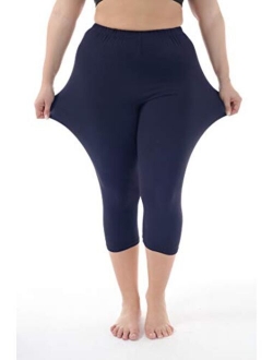 ZERDOCEAN Women's Modal Plus Size Basic Capri Leggings