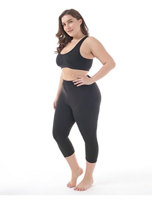 ZERDOCEAN Women's Modal Plus Size Basic Capri Leggings