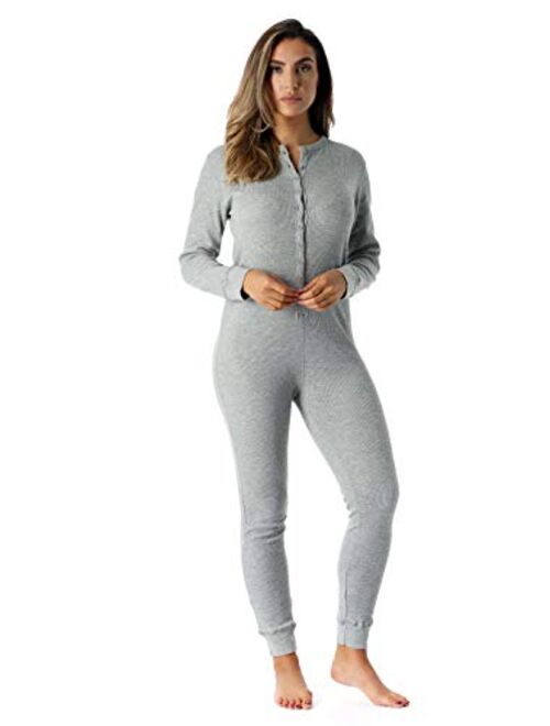 #followme Women's Thermal Henley Onesie Union Suit