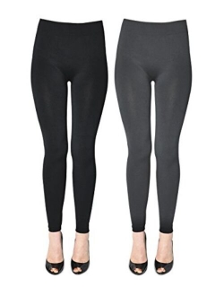 K. Bell Women's 2 Pack Soft and Warm Fleece Lined Leggings