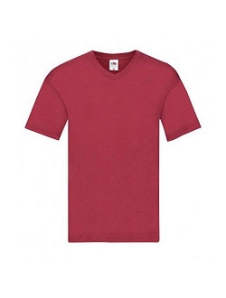 Mens Cotton Solid Short Sleeve Original V Neck T-Shirt