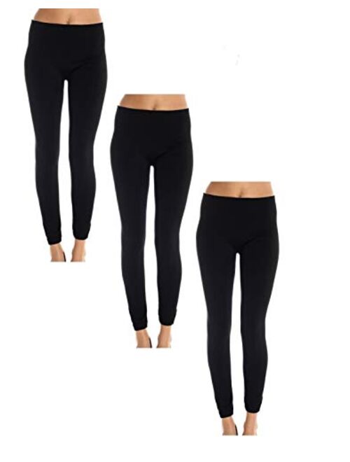 American Casual Women's 3 Pack Fleece Lined Leggings (Black)