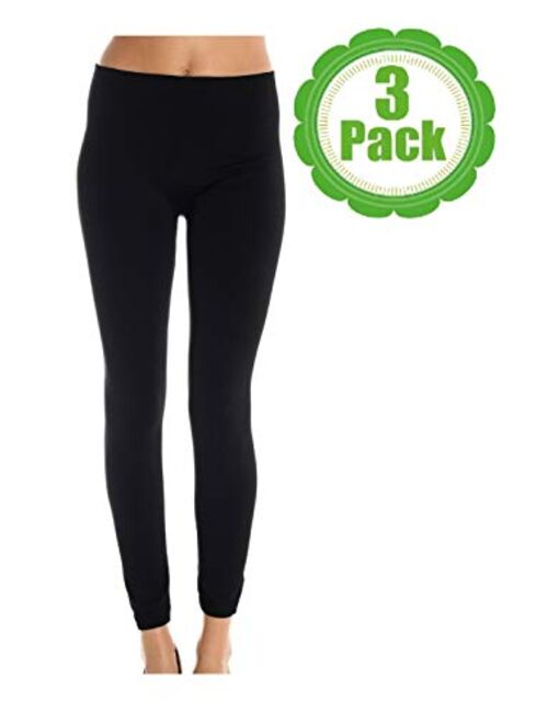 American Casual Women's 3 Pack Fleece Lined Leggings (Black)