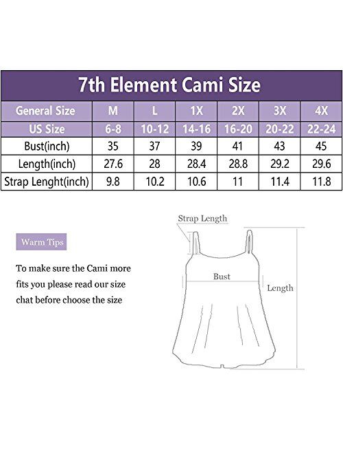 7th Element Plus Size Tank Tops Camisole Cami Sleeveless Shirt for Women