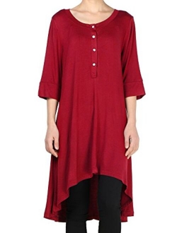 Mordenmiss Women's New Half Sleeve High Low Loose Tunic Tops