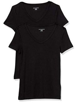 Women's 2-Pack Slim-Fit Short-Sleeve V-Neck T-Shirt