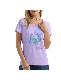 Womens Short Sleeve Graphic V-neck Tee (multiple graphics available)