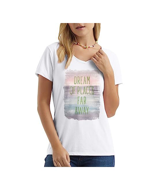 Hanes Womens Short Sleeve Graphic V-neck Tee (multiple graphics available)