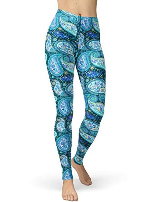 sissycos Women's Artistic Splash Printed 80s Leggings Brushed Buttery Soft Pants Regular and Plus Size