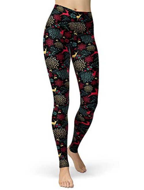 sissycos Women's Artistic Splash Printed 80s Leggings Brushed Buttery Soft Pants Regular and Plus Size