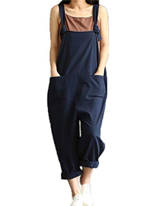 IMAYONDIA Women's Jumpsuits Casual Long Rompers Wide Leg Baggy Bibs Overalls Pants S-5XL