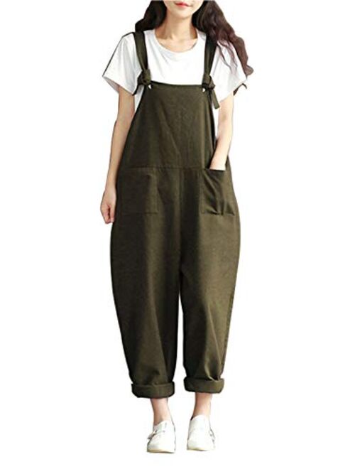 IMAYONDIA Women's Jumpsuits Casual Long Rompers Wide Leg Baggy Bibs Overalls Pants S-5XL