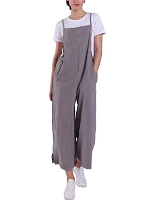 IMAYONDIA Women's Jumpsuits Casual Long Rompers Wide Leg Baggy Bibs Overalls Pants S-5XL