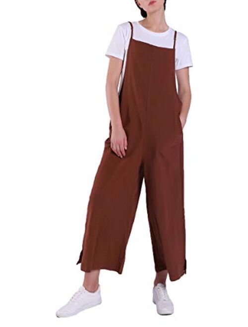 IMAYONDIA Women's Jumpsuits Casual Long Rompers Wide Leg Baggy Bibs Overalls Pants S-5XL