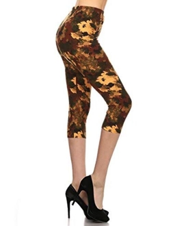 Women's Plus Size High Waisted Capri Print Leggings