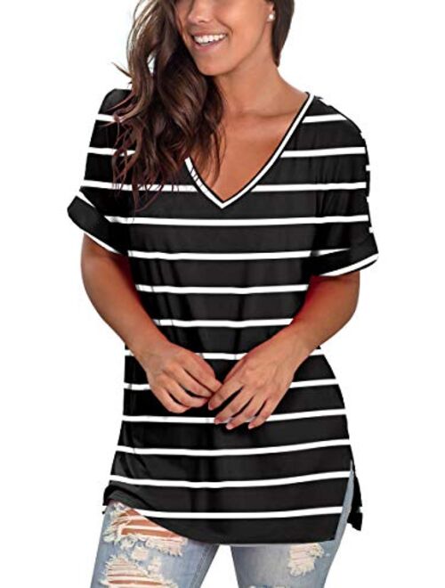 SAMPEEL Womens Short Sleeve T Shirts Summer Casual Tunic Tops