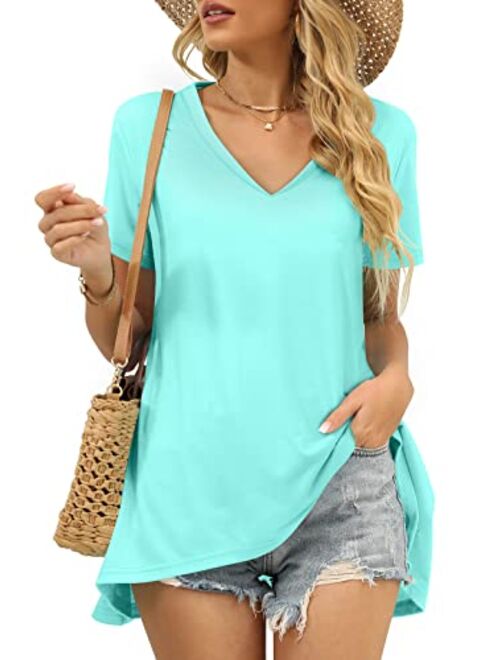 SAMPEEL Womens Short Sleeve T Shirts Summer Casual Tunic Tops