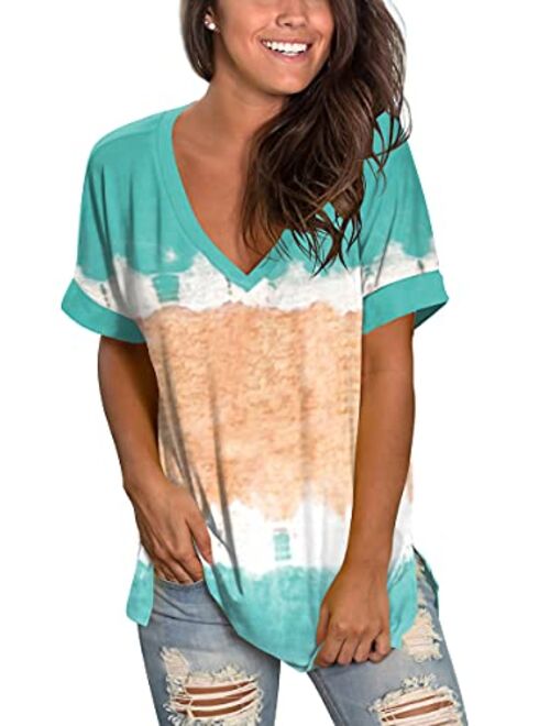 SAMPEEL Womens Short Sleeve T Shirts Summer Casual Tunic Tops